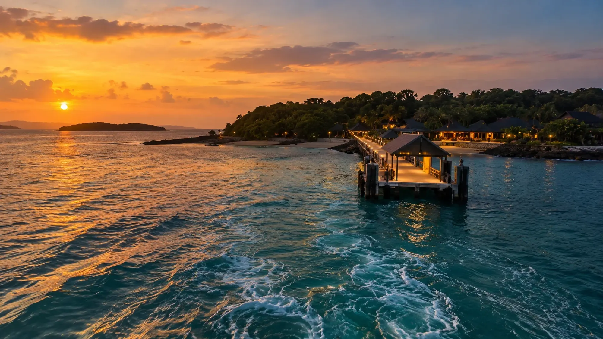 Ferry from HarbourFront (Singapore) to Nirup Island (Batam), sunset