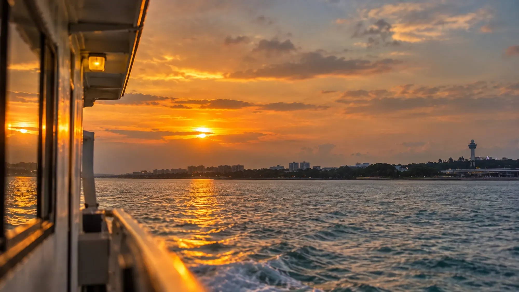 Ferry from Nongsapura (Batam) to Tanah Merah (Singapore), golden hour
