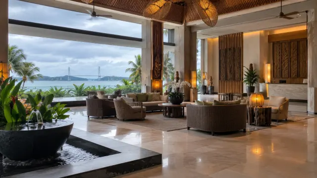 The lobby lounge interior of a 4-star resort — Barelang Hotel, a 4-star resort in Nagoya, Batam