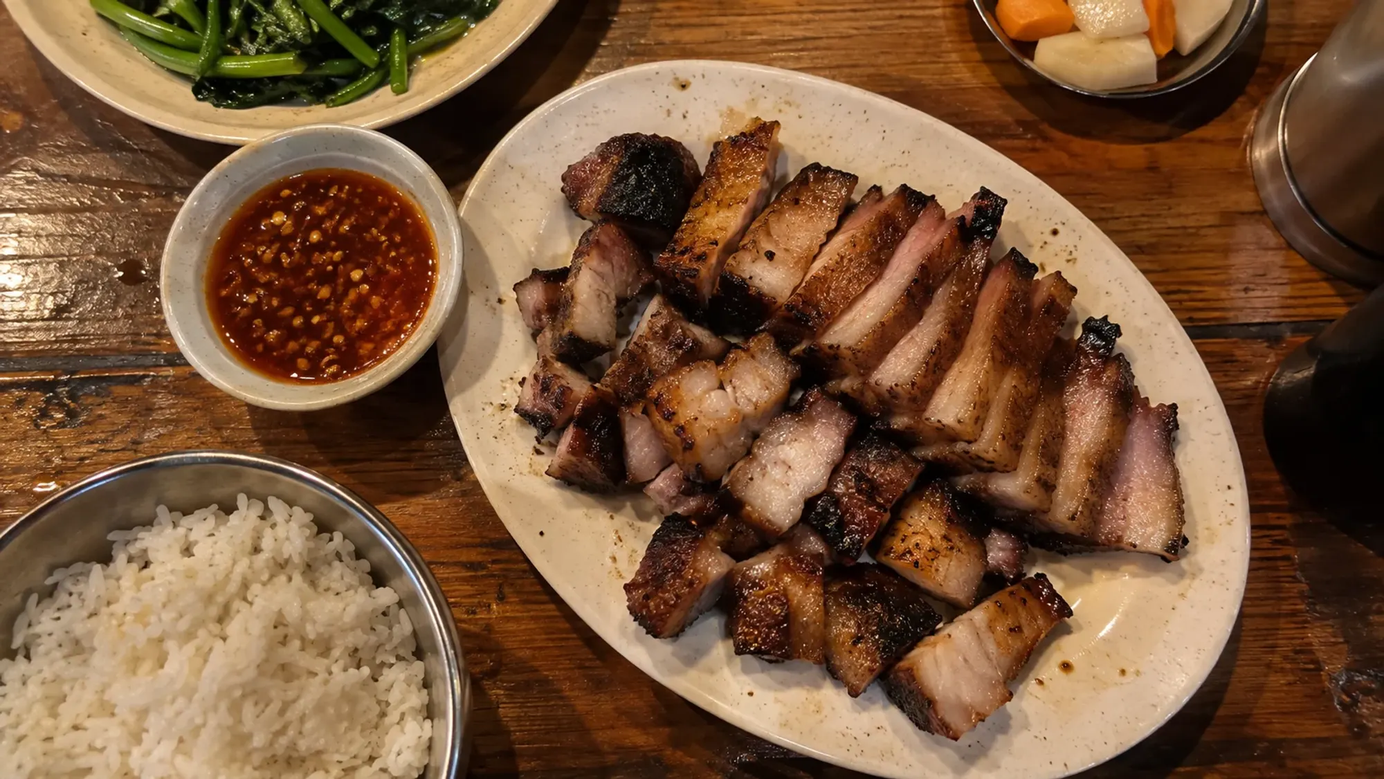 Sarawak-style grilled pork (peng bak) with chilli sauce — Benny Bak Bakar Sarawak, a Chinese restaurant in Batam Centre, Batam