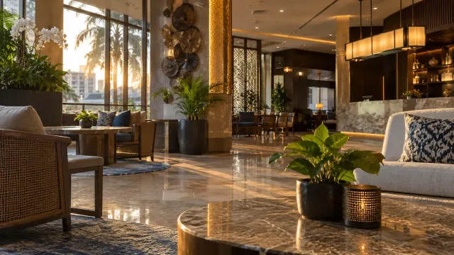 The lobby lounge interior of a 3-star city hotel — Eska Hotel, a 3-star city hotel in Batam Centre, Batam