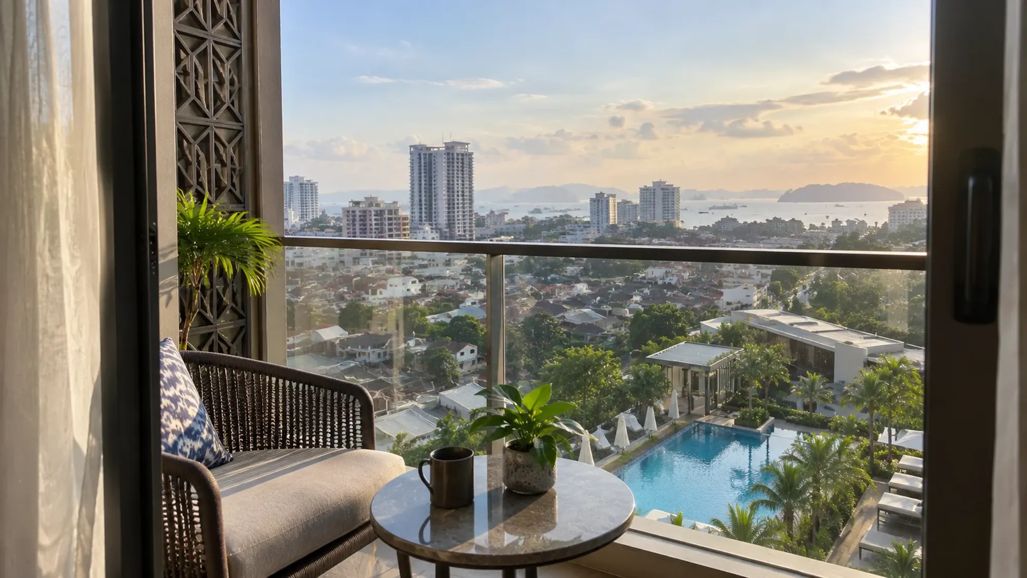 The view from a room balcony of a 4-star city hotel — Four Points by Sheraton Batam, a 4-star city hotel in Nagoya, Batam